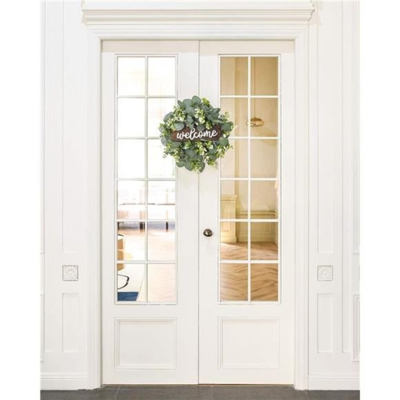 Welcome Sign Wreath 16'' Rustic Round Hanging Door Decor Outdoor Indoor - Picture 3 of 8